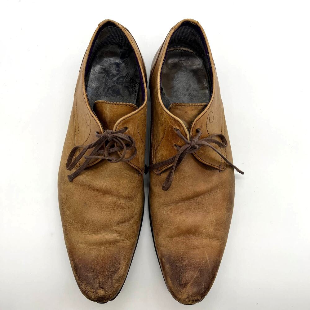 Men's Brown Leather Casual Shoes Size 8